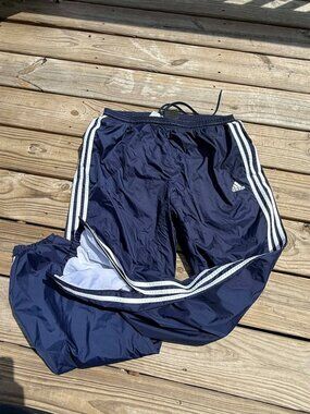 Adidas Mens Track Pants Navy 3 Stripe Y2K Streetwear Athleisure zip side 3273